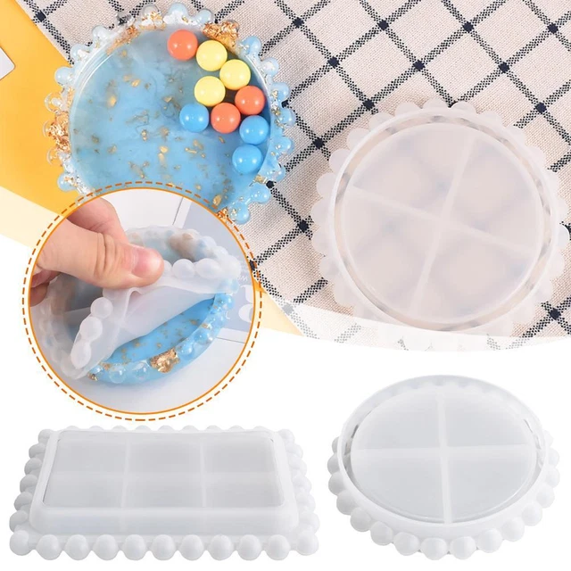 Bubble Storage Tray Cup Mat Plate Silicone Mold Coaster Resin Cement DIY GX