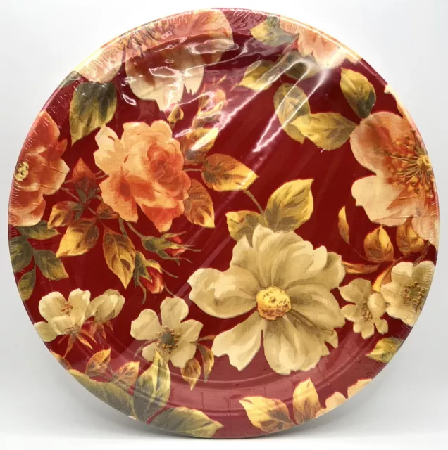Classic Floral Red Flower Garden Theme Party 10.5" Paper Banquet Plates