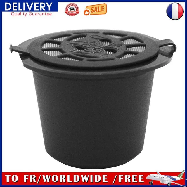 Reusable Refill Coffee Capsule Filter Shell for Nespresso Machine (Black)