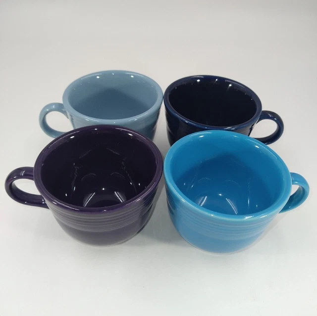 🌈 Set of 4 Fiesta Fiestaware Mugs Cups Cobalt Baby Blue Turquoise Indigo Purple