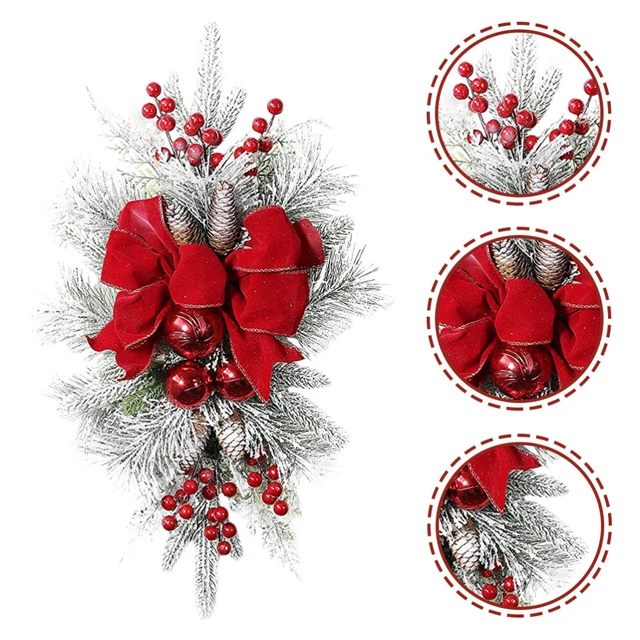 Corona ornamental informe de Navidad perdidos adornos rojos hogar