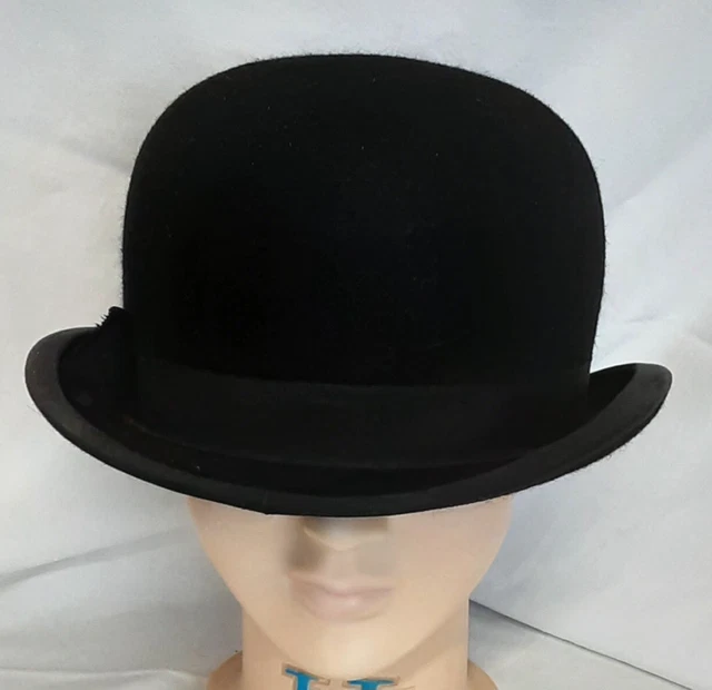 VINTAGE HERBERT JOHNSON Black Bowler Hat 54 Cm 1930 Era . £45.00