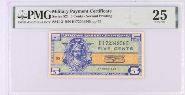 MILITARY PAYMENT CERTIFICATE, 5 Cents Series 521 Military Payment