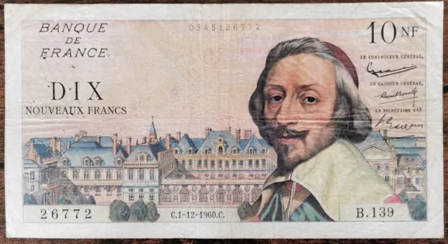 Billet 10 Nouveaux Francs RICHELIEU 1 - 12 - 1960 France B.139