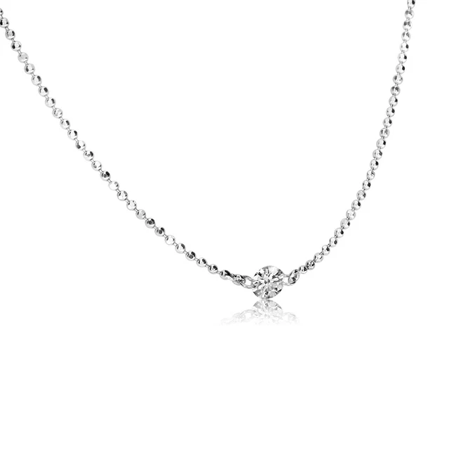 14K White Gold .15 Single Diamond By The Yard Necklace with 18" Chain