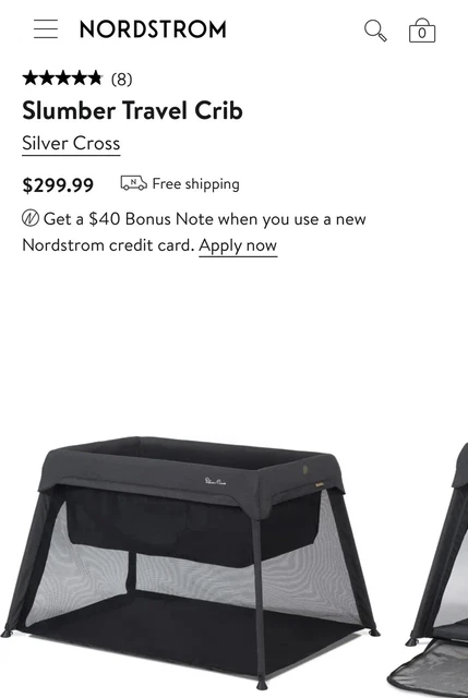 Silver Cross Slumber Travel Crib New In Box Charcoal Baby