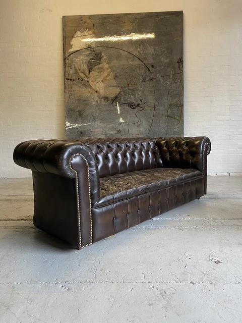 The Holy Grail!  Deep Brown Chesterfield Sofa With Perfect Wear.