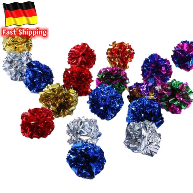 CAT TOY MYLAR Balls Ring Paper Shiny Crinkly Balls Cats Sound Toys EUR
