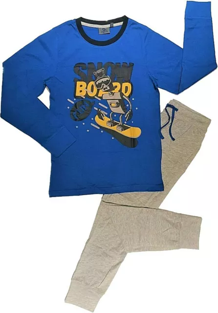 Schlafanzug Pyjamaset Pyjama Schlafanzug Jungen Gr. 134 bis 164 Snowboard-Motiv