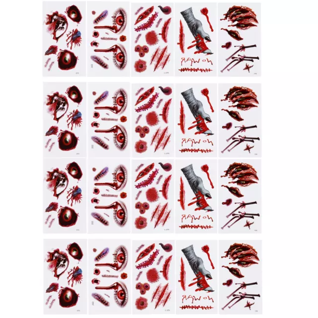 20 Pcs Tatouage De Cicatrice D'halloween Autocollant Rayure Make up Stickers
