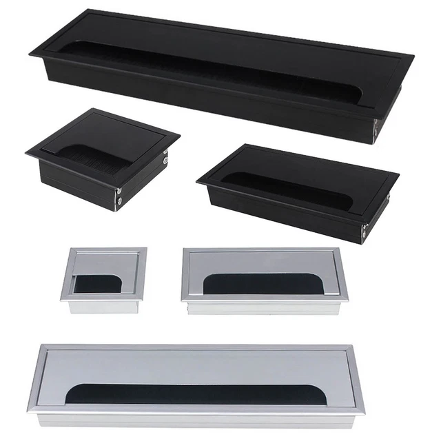 Cache-câbles Plastique Rond - Lot De 2 Pour Bureau, Meubles - Couverture De Trou De Fil Noir