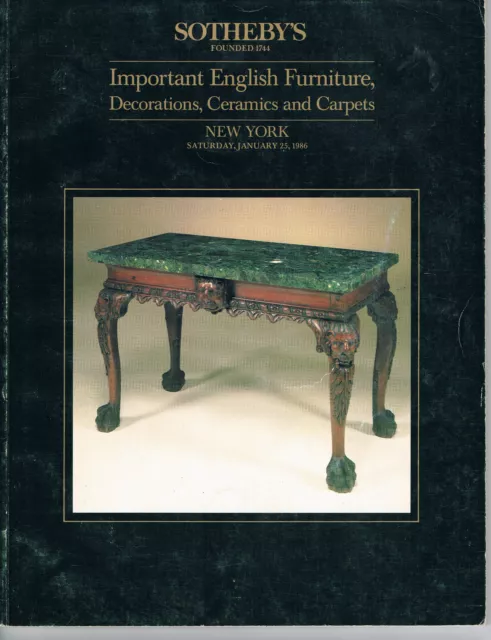 Sotheby's Imp English Furniture, Decoration, Ceramics & Carpets - Jan 25 1986