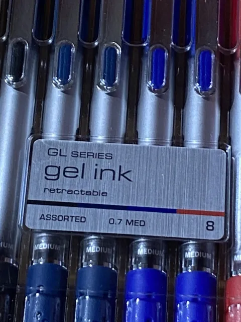 TUL Retractable Gel Pens Medium Point 0.7mm 8-Pack Black/Blue-Black/Blue/Red Ink 2