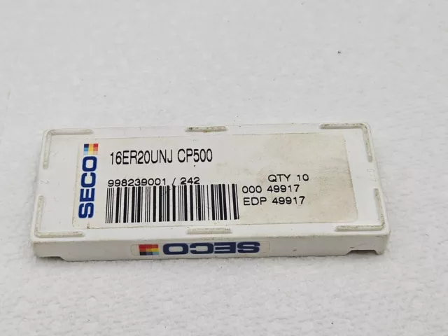 Seco 16ER 20UNJ CP500 Carbide Threading Inserts Thread (Qty of 9)