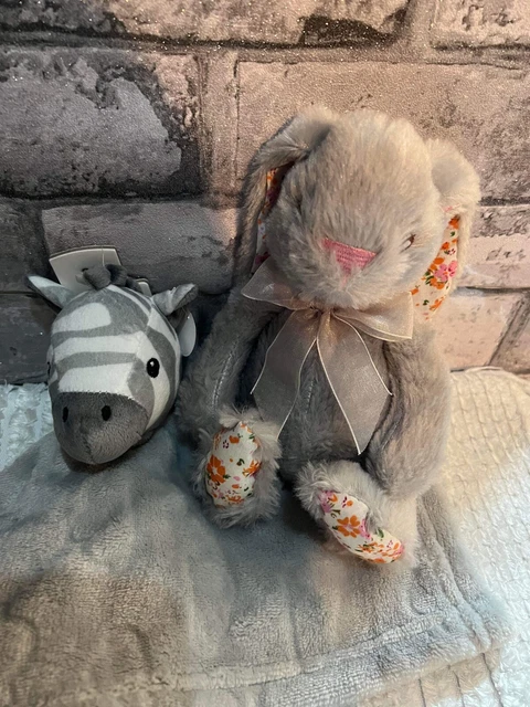 Blankie Grigia Zebra Commovente Morbido Doudou Sonaglio & Coniglio Primark