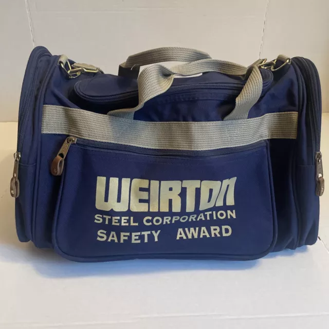 Vintage WEIRTON STEEL CORP Zip Up Duffle Bag Safety Award - See ALL Photos!