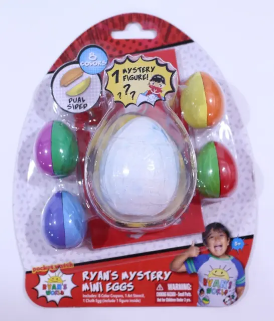NUEVO Ryan's World Mystery Mini Huevos Lápices Arte Plantilla Tiza Figura Nuevo en Paquete