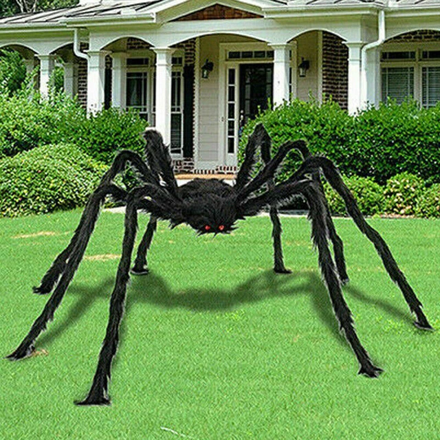 Riesen Spinne Halloween Deko 75cm - Gruselige Gartendeko Mit Roten Augen