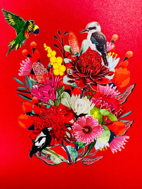 Origami Pop Cards Australia Native Garden & Birds 3D Happy Birthday Pop Up Card