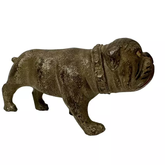 English Bulldog Dog Sculpture Bronze Vintage Cold Painted Paperweight Art Metal