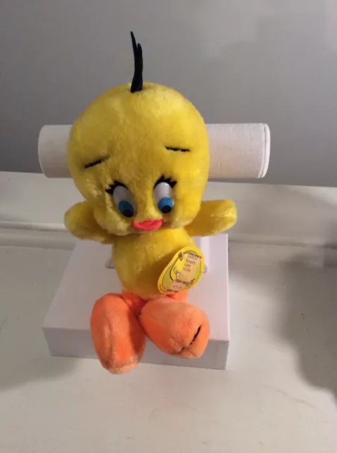 De colección 1971 Tweety Bird Peluche Relleno Warner Bros Looney Tunes Etiqueta Colgante 10" CS1