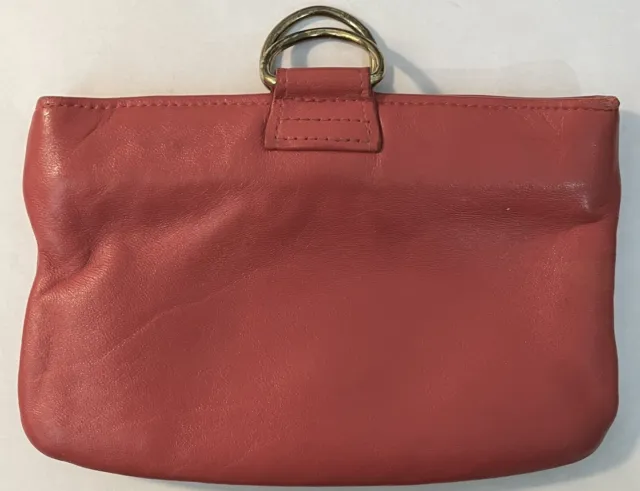 Guc Vintage St. Thomas Red Leather Makeup Case Bag Purse Spring Hinge Open Top