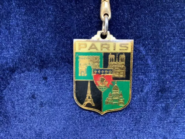Vintage Souvenir Keyring PARIS FRANCE Keychain COAT OF ARMS Ancien Porte-Clés