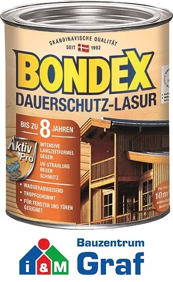 Bondex Dauerschutz-Lasur 0,75 Litre / en Différentes Couleurs Disponibles / #873