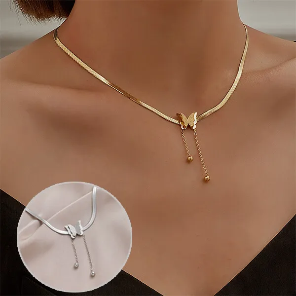 New Simple Butterfly Pendant Necklace Choker Clavicle Chain Women Jewelry Gifts