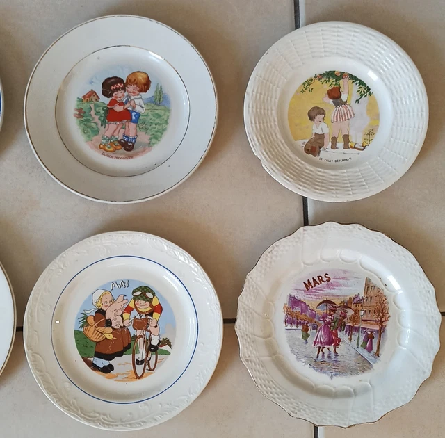 LOT DE 2 Anciennes Assiettes en Faïence Polychrome - Fin XVIIIe Siècle