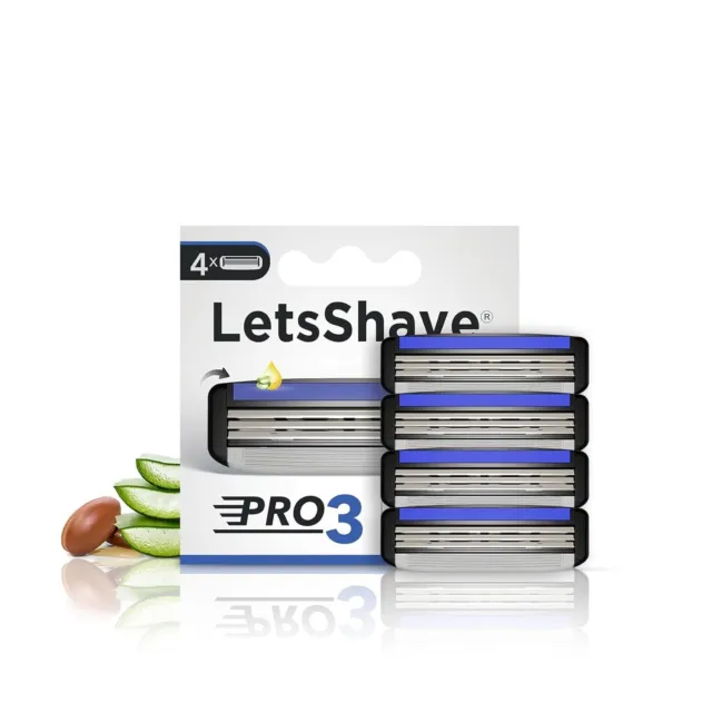 Hoja de afeitar LetsShave Pro 3 para hombre, 4 hojas de afeitar cuerpo completo