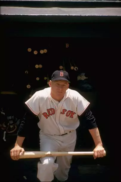 Closeup portrait of Boston Red Sox Jackie Jensen before game vs Ba - Old Photo