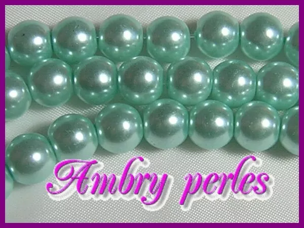 Lot de 20 perles Nacrées 8 mm Turquoise Clair