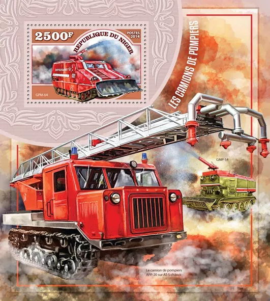 Fire Engines Stamps Niger 2014 MNH Trucks Special Transport GMP-64 GMP-54 1v S/S