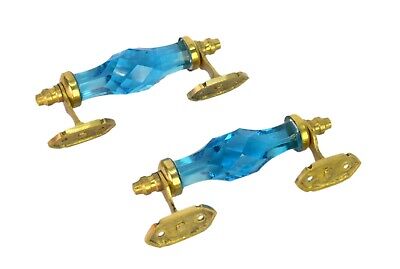Pair of New Crystal Glass Door Cabinet Handle Light Blue Drawer Handle i24-307