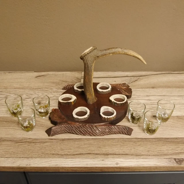 Aguardiente Proveedor Tallado Schnapsbrett H17 CM Gamo Barra Cornamenta Asa 3