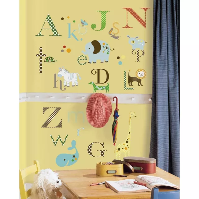 ANIMAL ALPHABET WALL STICKERS 107 NEW Letters Animals Decals Baby Nursery Decor