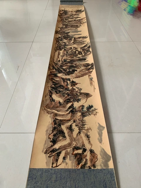 11.8" Collect Decor china Xuan Paper Scroll Painting Lijiang River Landscape