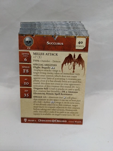 LOT OF (52) Dungeons And Dragons Blood War Miniatures Game Stat Cards 