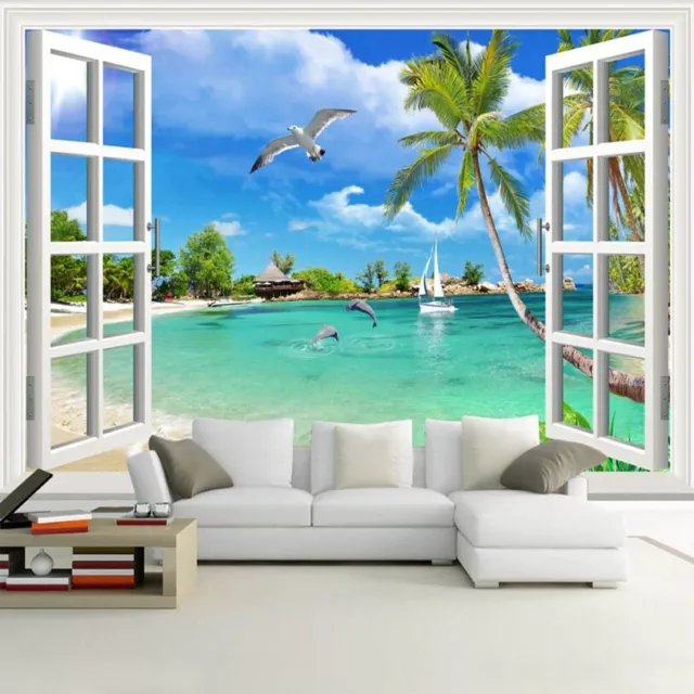 Papier Peint 3D Ile Ocean Mer Nature  Revetement Mural Haute Qualite 4 Finitions