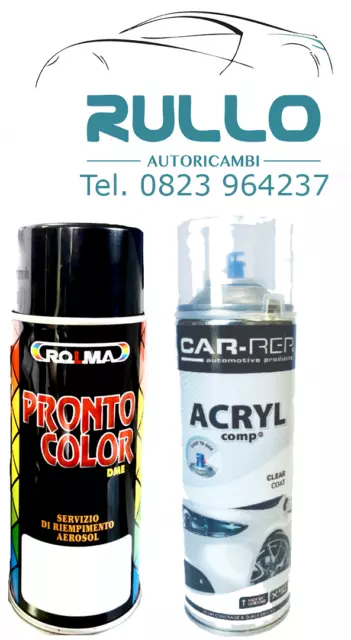 Kit Spray Vernice Ritocco Auto Carrozzeria Colore + Trasparente Tutti I Colori