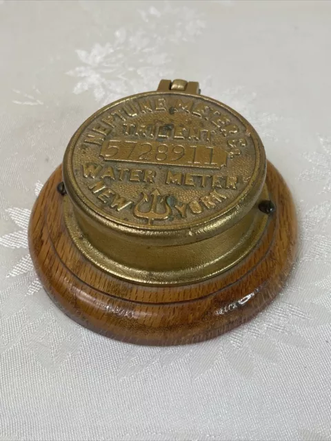 Vintage Neptune Trident Water Meter Cap Trinket Box New York Old Brass Steampunk