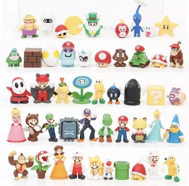 3 Stck. Zufällige Super Mario Bros. Figuren 2-4cm Spielzeug Kunststoff PVC