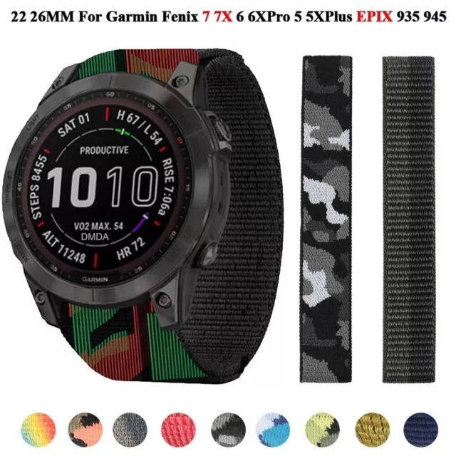 🔥Nylon Sport LOOP🔥Armband Für Garmin Fenix 7 7S 7X 6 6S 6X Pro 5 5X Plus 3 HR 2