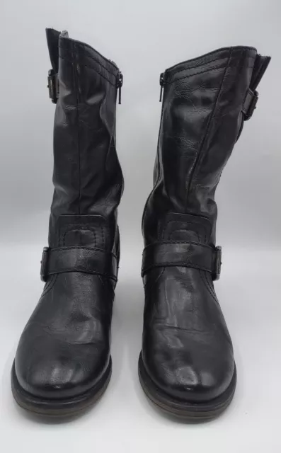 Bare Traps Boots Womens 8 M Samantha Riding Black Faux Zip Buckle TINY FLAW Read 3