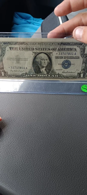 1957 STAR NOTE One Dollar Blue Seal Note Silver Certificate  One Small Crease
