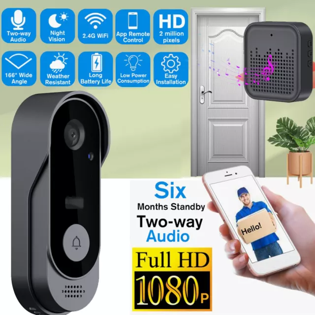 Türklingel mit Kamera WLAN Video Funkklingel HD Ring WiFi Nachtsicht Doorbell DE