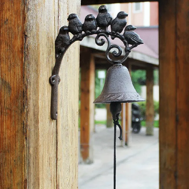Antique Gate Bell Cast Iron Garden Door Hanging Vintage Bird Bell 	Door Chime