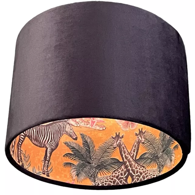 Velvet Jungle Safari Lampshade Light Shade Tropical Animal Yellow Zebra Giraffe