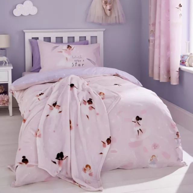 Dancing Fairies Childrens Duvet Cover Set Pink Kids Bedding & Curtains